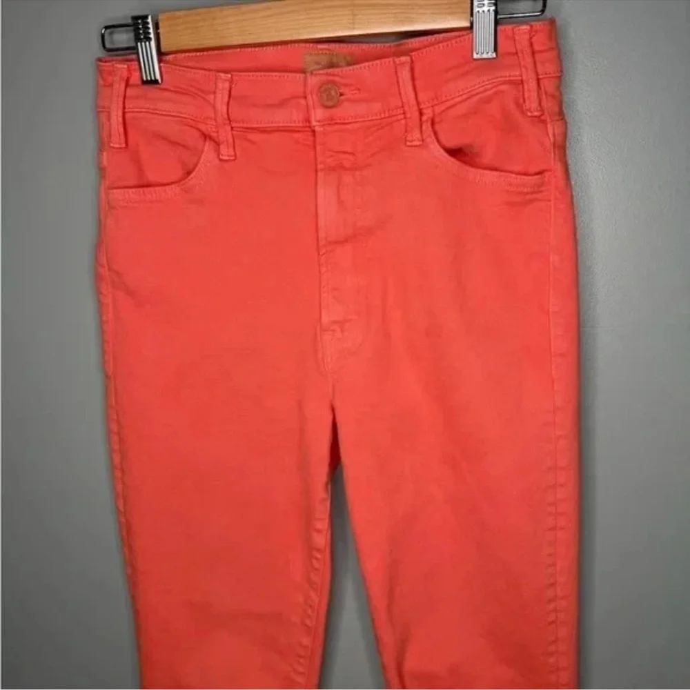 MOTHER The Hustler Ankle Fray Jeans Persimmon Coral Size 28 Cropped - Picture 3 of 12